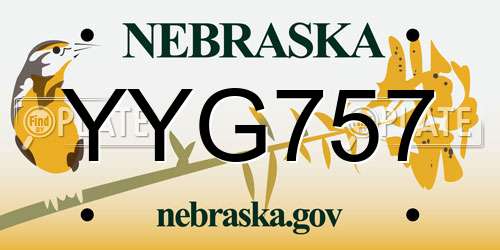 YYG757 Nebraska License Plate