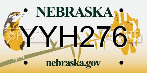 YYH276 Nebraska License Plate