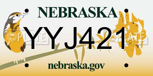 YYJ421 Nebraska License Plate
