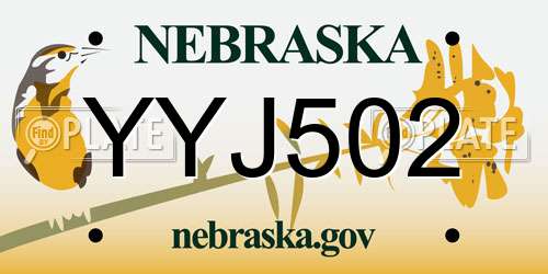 YYJ502 Nebraska License Plate