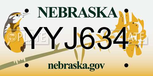YYJ634 Nebraska License Plate