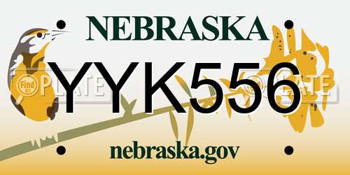YYK556 Nebraska License Plate