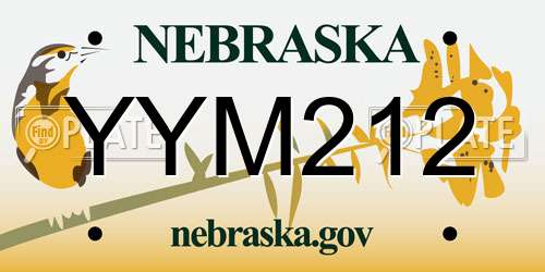 YYM212 Nebraska License Plate