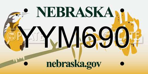 YYM690 Nebraska License Plate