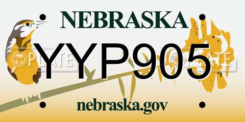YYP905 Nebraska License Plate
