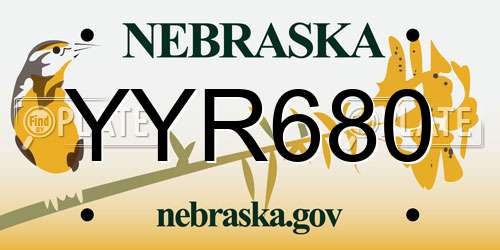 YYR680 Nebraska License Plate