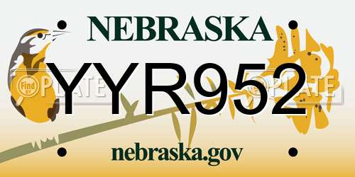 YYR952 Nebraska License Plate