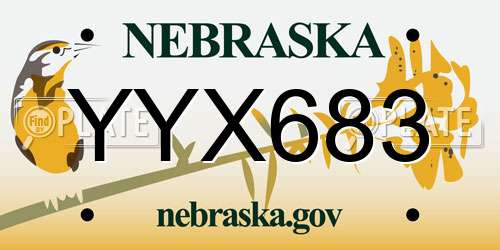 YYX683 Nebraska License Plate