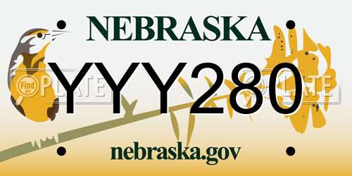 YYY280 Nebraska License Plate