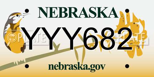 YYY682 Nebraska License Plate