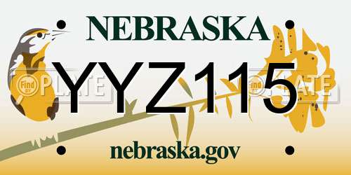 YYZ115 Nebraska License Plate
