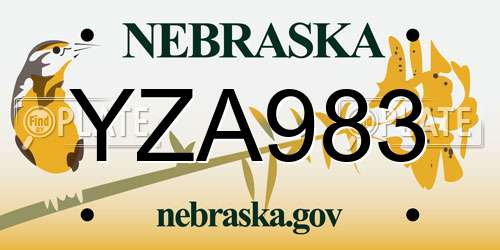 YZA983 Nebraska License Plate