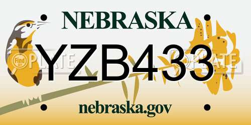 YZB433 Nebraska License Plate