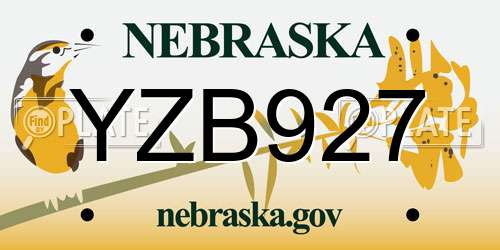 YZB927 Nebraska License Plate