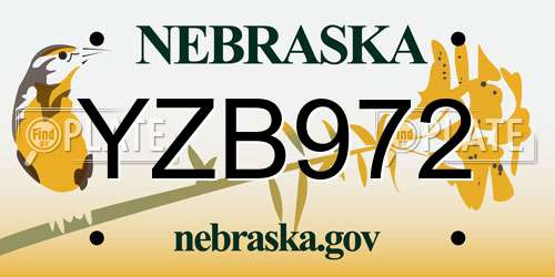 YZB972 Nebraska License Plate