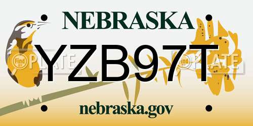 YZB97T Nebraska License Plate