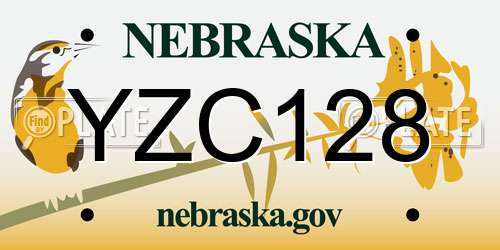 YZC128 Nebraska License Plate