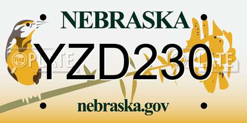 YZD230 Nebraska License Plate