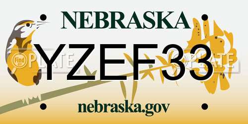 YZEF33 Nebraska License Plate