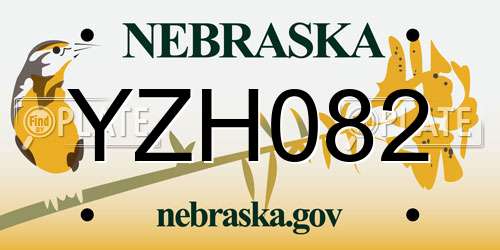 YZH082 Nebraska License Plate