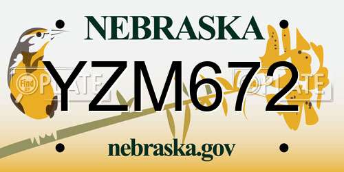 YZM672 Nebraska License Plate