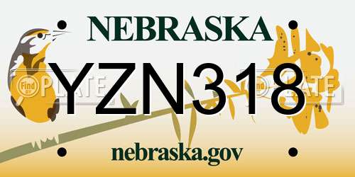 YZN318 Nebraska License Plate
