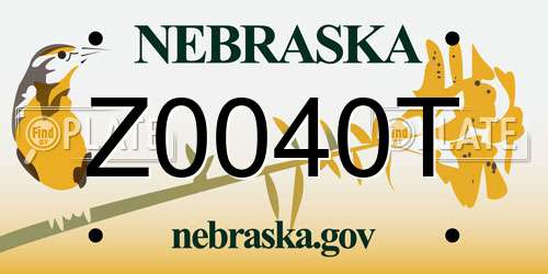 Z0040T Nebraska License Plate