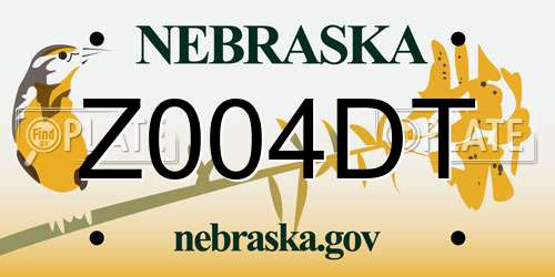 Z004DT Nebraska License Plate