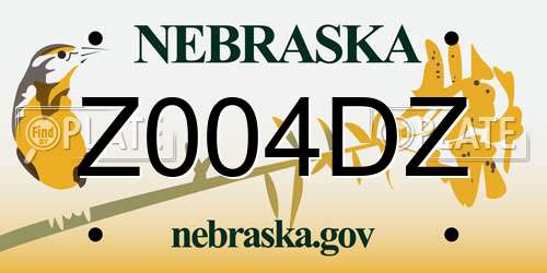 Z004DZ Nebraska License Plate