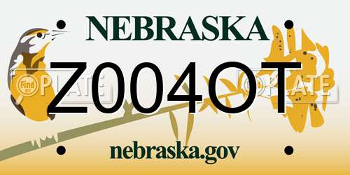 Z004OT Nebraska License Plate
