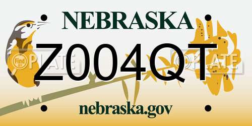 Z004QT Nebraska License Plate