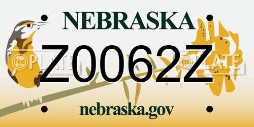 Z0062Z Nebraska License Plate