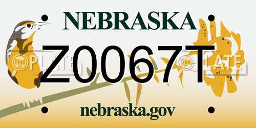 Z0067T Nebraska License Plate