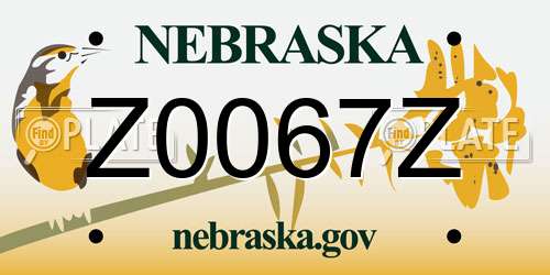 Z0067Z Nebraska License Plate