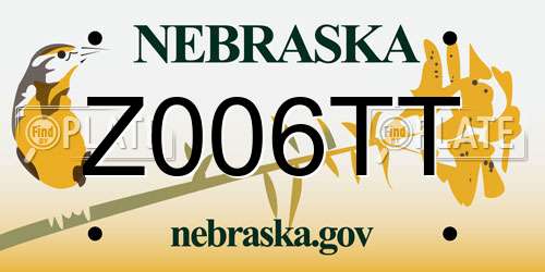 Z006TT Nebraska License Plate