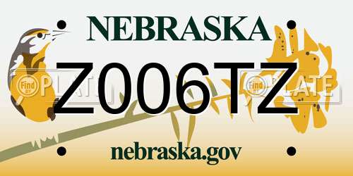 Z006TZ Nebraska License Plate