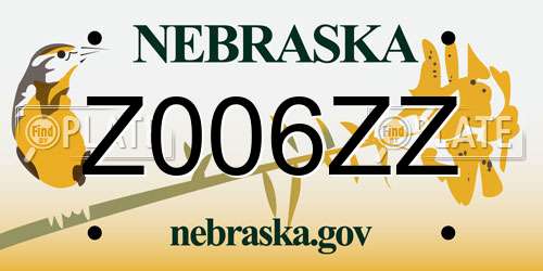 Z006ZZ Nebraska License Plate