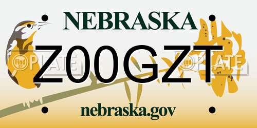 Z00GZT Nebraska License Plate