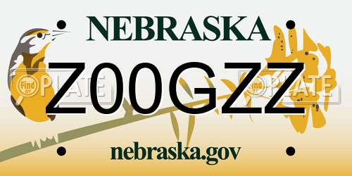 Z00GZZ Nebraska License Plate