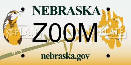 Z00M Nebraska License Plate