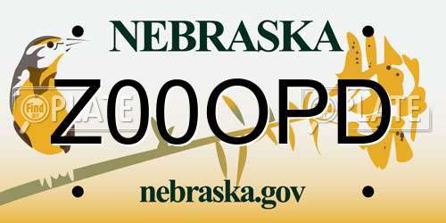 Z00OPD Nebraska License Plate