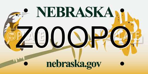 Z00OPO Nebraska License Plate