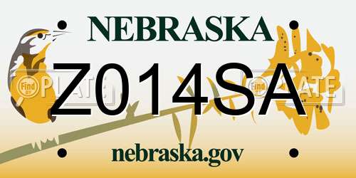 Z014SA Nebraska License Plate