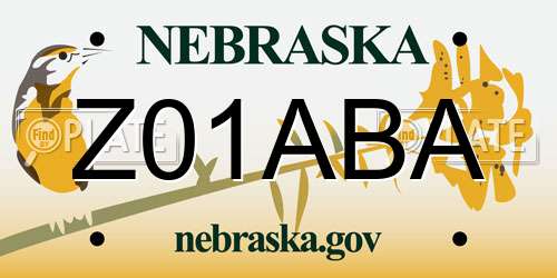 Z01ABA Nebraska License Plate