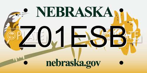 Z01ESB Nebraska License Plate