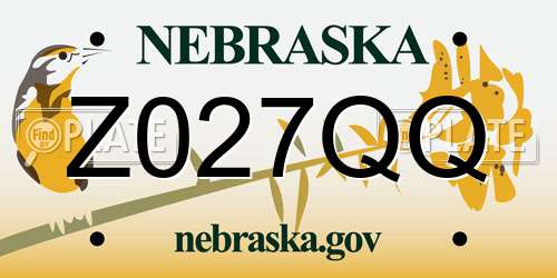 Z027QQ Nebraska License Plate