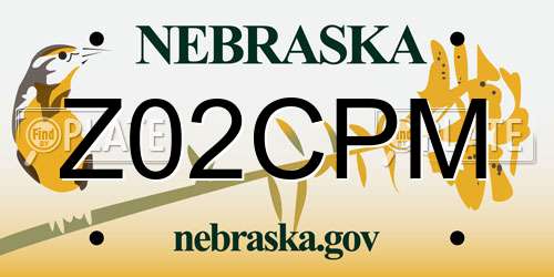 Z02CPM Nebraska License Plate