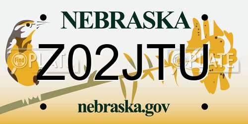 Z02JTU Nebraska License Plate