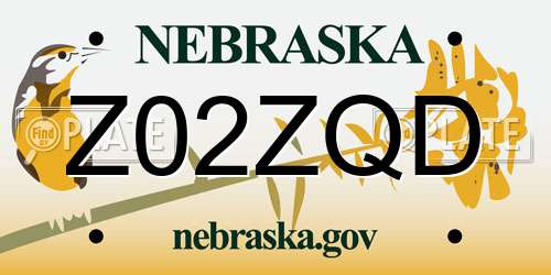 Z02ZQD Nebraska License Plate