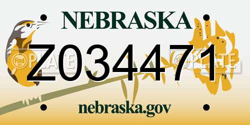 Z034471 Nebraska License Plate